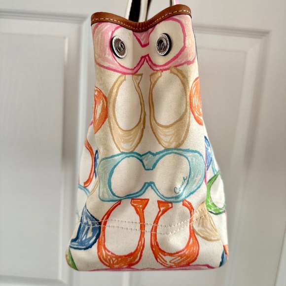 Coach Hampton Scribble Canvas Bag Tote Multicolor Y2K *FLAWED* - Picture 9 of 16